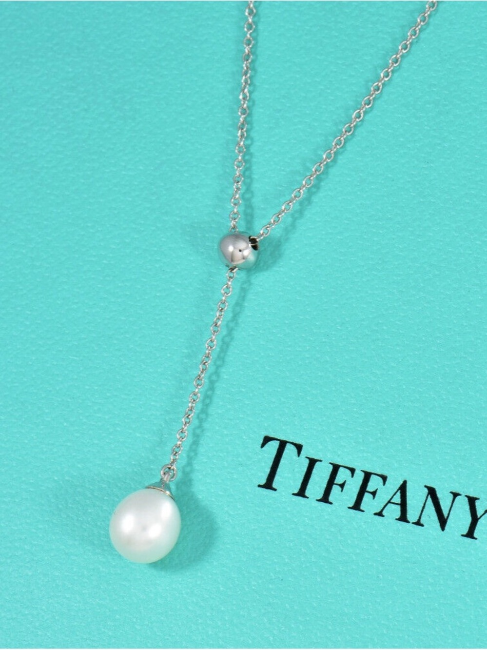 Tiffany & Co. Sterling Silver Single Pearl Pendant with Blue Pouch - Picture 2 of 8